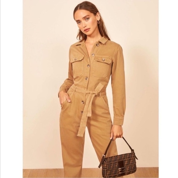 Reformation | Kendall Boiler Suit Jumpsuit Deserttan size 4 - Picture 3 of 16